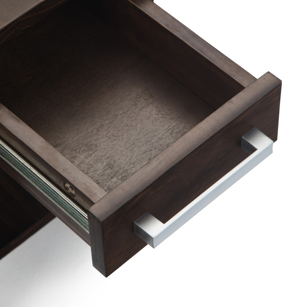 Kitchener Solid Wood 14" Contemporary Narrow Side Table, Warm Walnut Brown