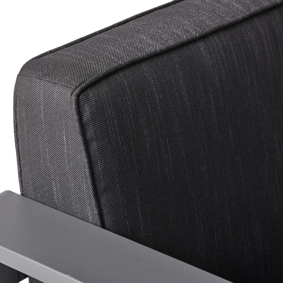 Crested Bay Indoor/Outdoor Aluminum Club Chair, Gray/Dark Gray, Fabric Cushion