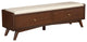 Benzara BM283855 59" 2 Drawer Accent Bench, Beige Seat Wood, Walnut Brown