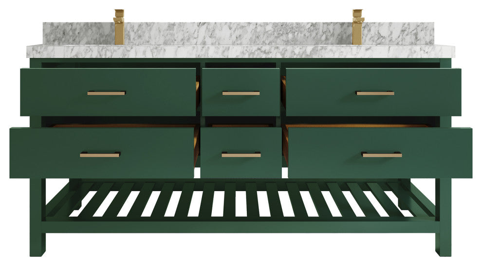 Parker 72 Double Sink Bath Vanity in Lafayette Green  2" Carrara Marble