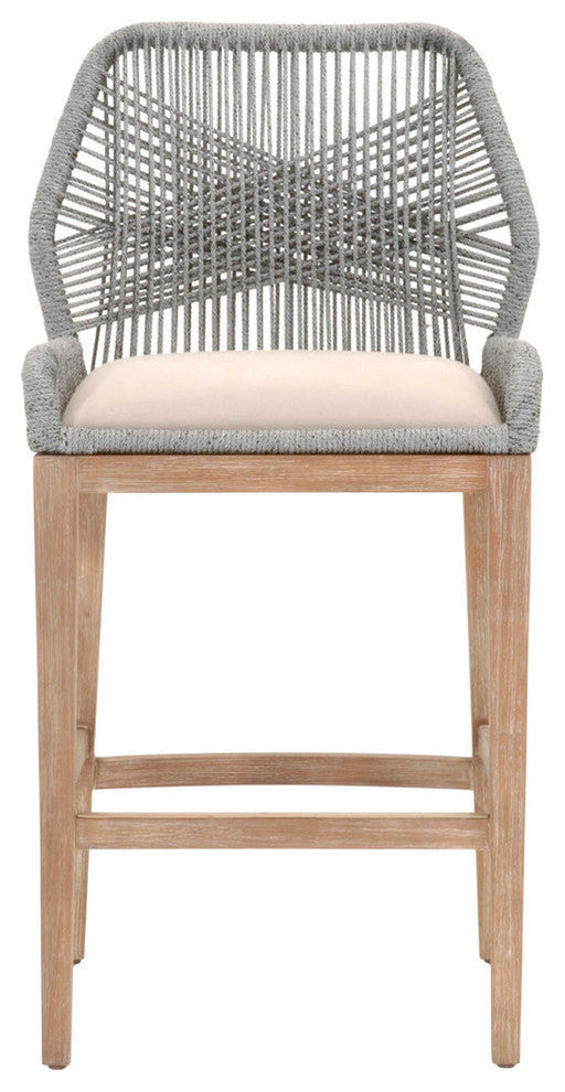 Wooven Upholstered Loom Barstool, Gray