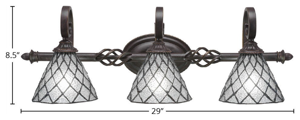 Elegante 3-Light Bath Bar, Diamond Ice Art