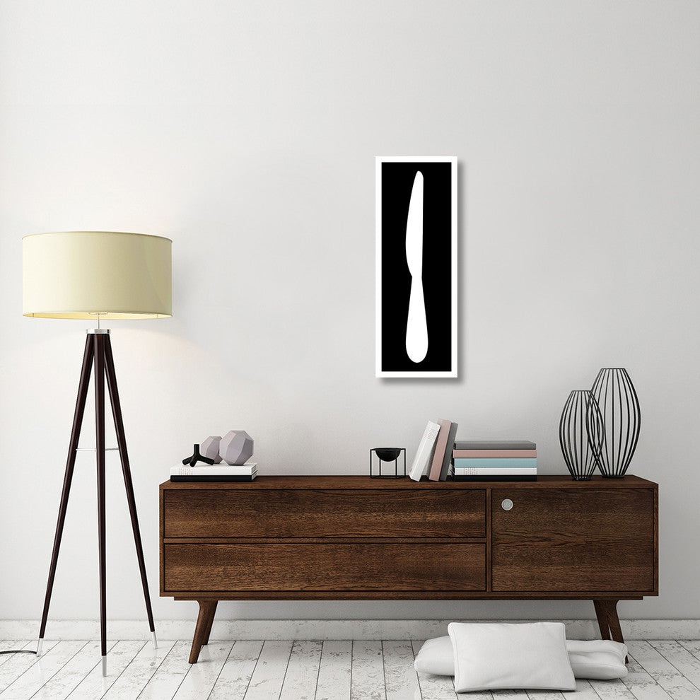 "Mealtime: White on Black - Knife" Digital Paper Print by BG.Studio, 14"x38"
