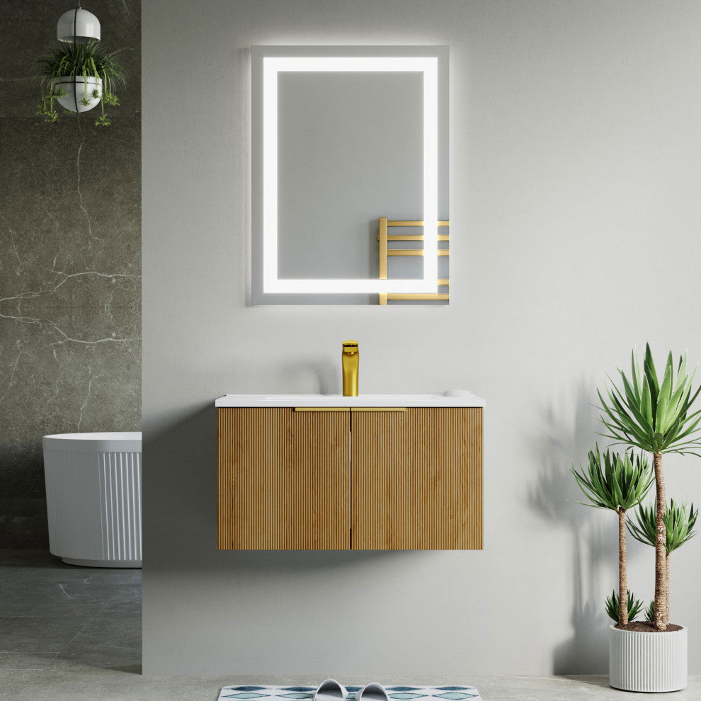 Pershing 30" Single Vanity Set, Oak Natural, Ceramic Basin
