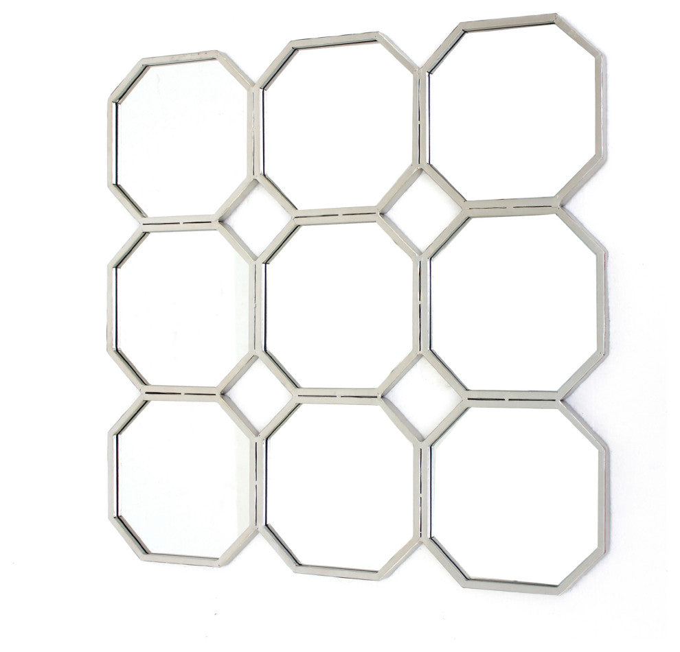 30.5" x 30.5" x 1" Silver Mirrored Metal - Wall Sculpture