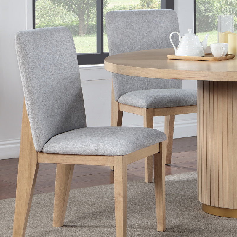 Caspian Set of 2 Gray Linen and Oak Finish Dining Chair