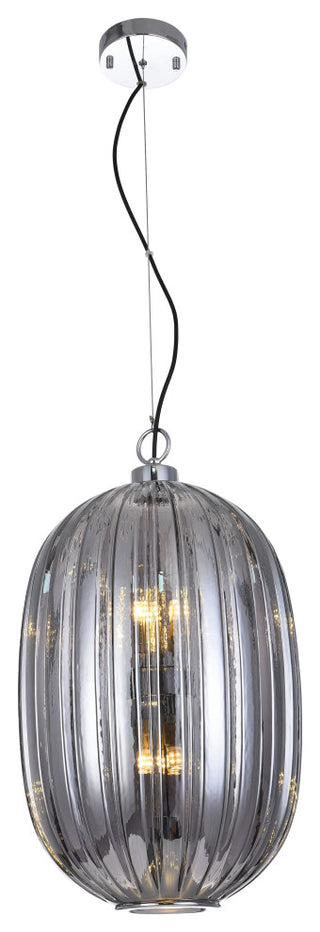 Single Pendant Lighting, Chrome/Smoke