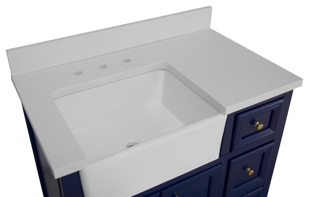 Zelda 36" Bathroom Vanity, Base: Royal Blue, Top: Quartz