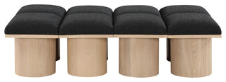 Pavilion Boucle Fabric Upholstered 8-Piece Modular Bench, Black, Natural Finish