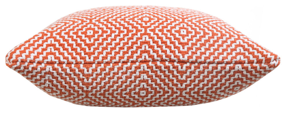 Ox Bay Handwoven Orange/White Diamond Organic Cotton Pillow Cover, 20"x20"
