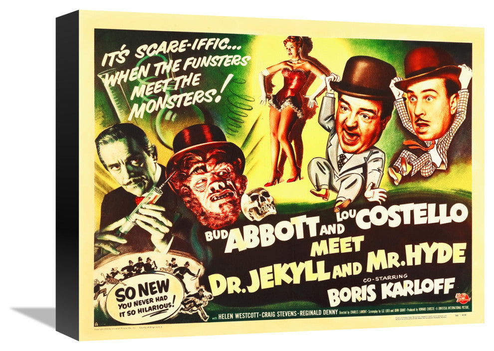 "Abbott & Costello - Meet Dr Jekyll And Mr. Hyde" Canvas Giclee, 16"x12"