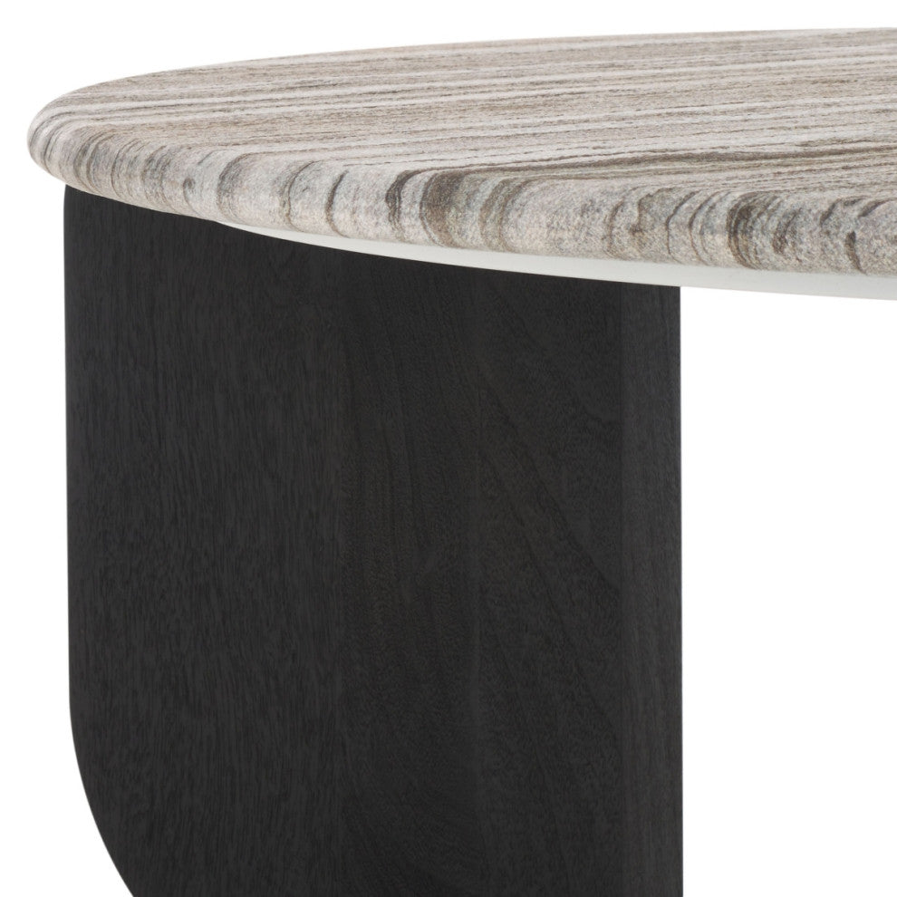 Safavieh Couture Graelyn Marble Top Coffee Table, Black/Grey