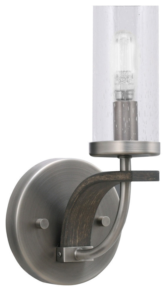 Monterey 1-Light Wall Sconce, Graphite & Painted Distressed, Clear Bubble