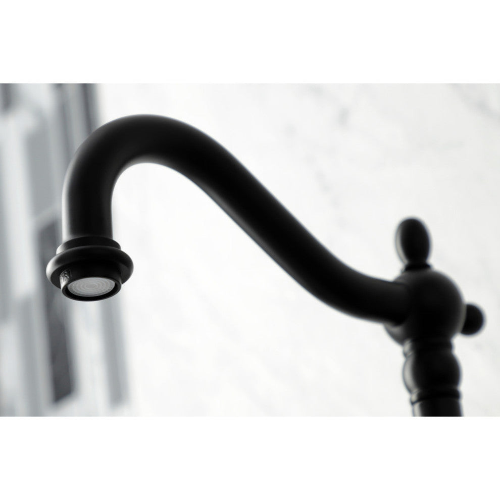 KS126XAXBS-P Heritage Wall Mount Bridge Kitchen Faucet with Brass Sprayer, Matte