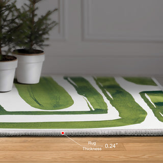 Green Labyrinth II Abstract Art Area Rug, 7.5'x10.3'