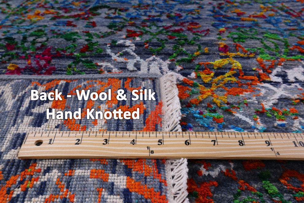 8' 0" X 10' 0" Hand-Knotted Persian Wool and Silk Rug Q9237