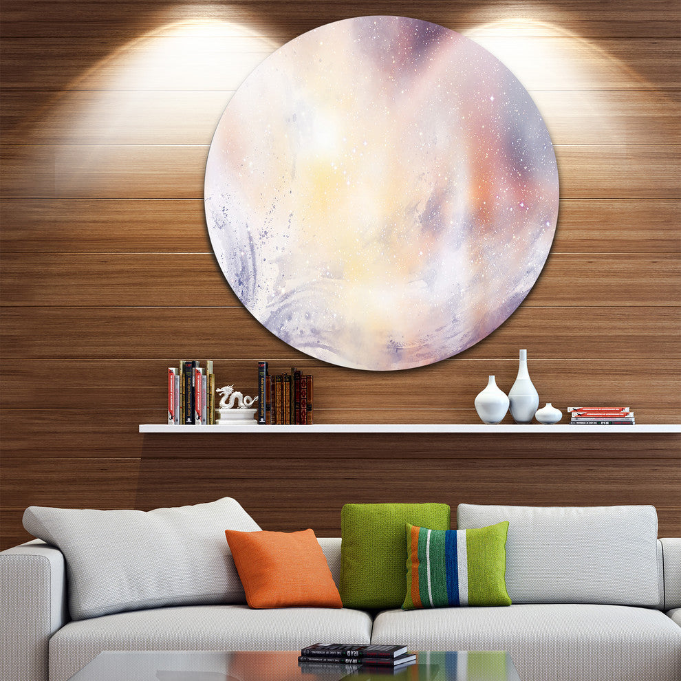 Blurry Watercolor With Star, Abstract Painting Round Metal Artwork, 11"