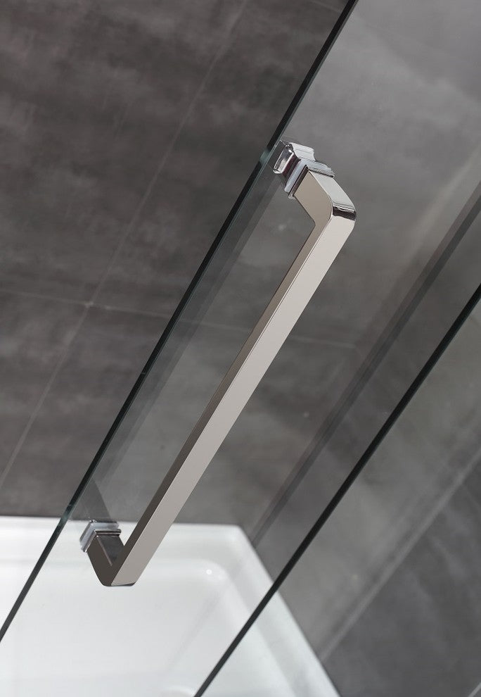 Moselle 48"x77.5" Completely Frameless Sliding Shower Door, Right Base, Chrome