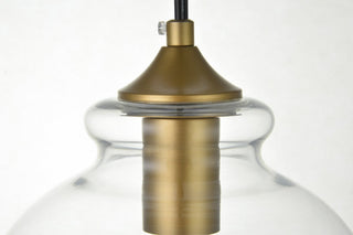 Dakota 1-Light Brass Plug-In Pendant With Clear Glass