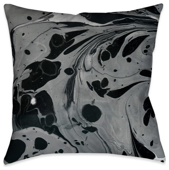 Laural Home Black Gray Marble 18" X 18" Indoor Decorative Pillow