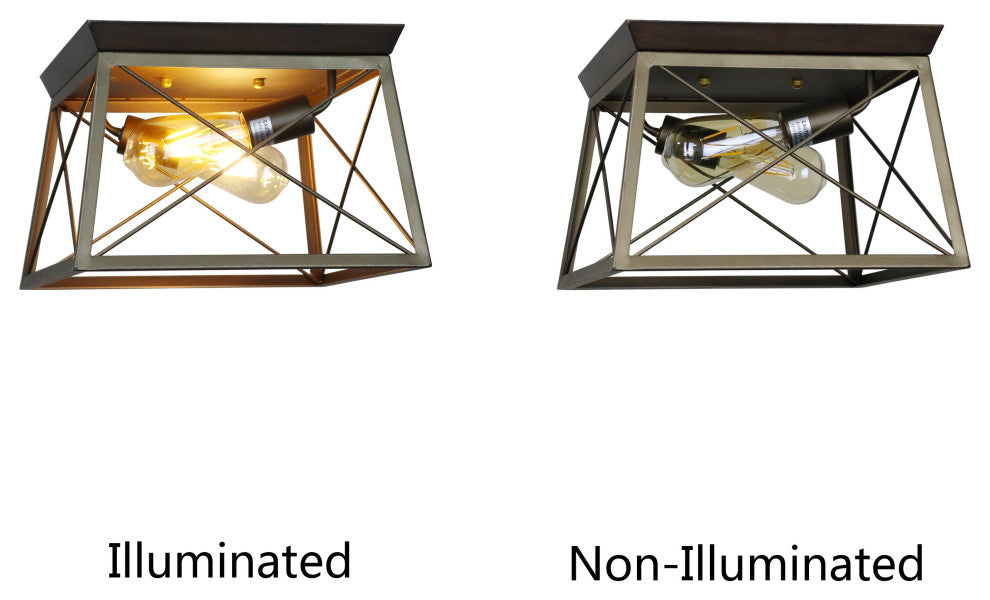 CHLOE Lighting CH6H301TT12-CF2 Farmhouse-Style Two-Toned 2 Light Ceiling Fixture