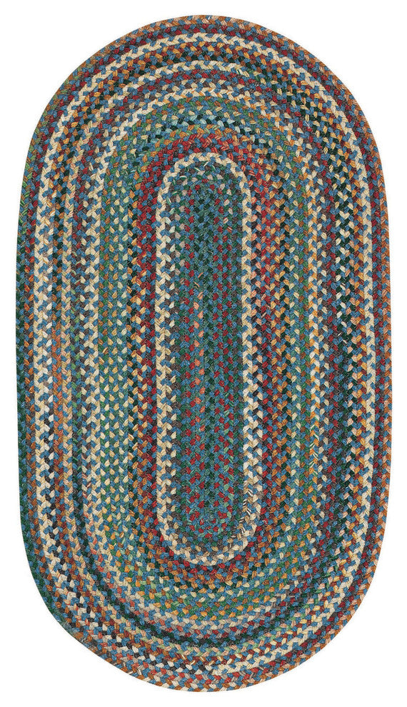 Sherwood Forest Braided Oval Rug, Dark Blue, 2'x3'