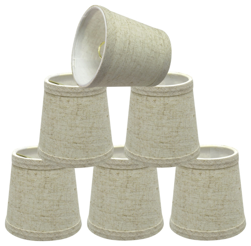 32048-6 Small Hardback Empire  Chandelier Clip On Lamp Shade Beige 3"x4"x4"