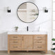 Leon Bath Vanity With Composite Stone Top, Fir Wood Brown, 60" Single Sink, No Mirror