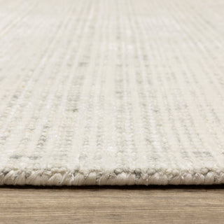 Cayden Textural Stripe Wool Blend Ivory/ Grey Hand-tufted Rug 5' x 8'