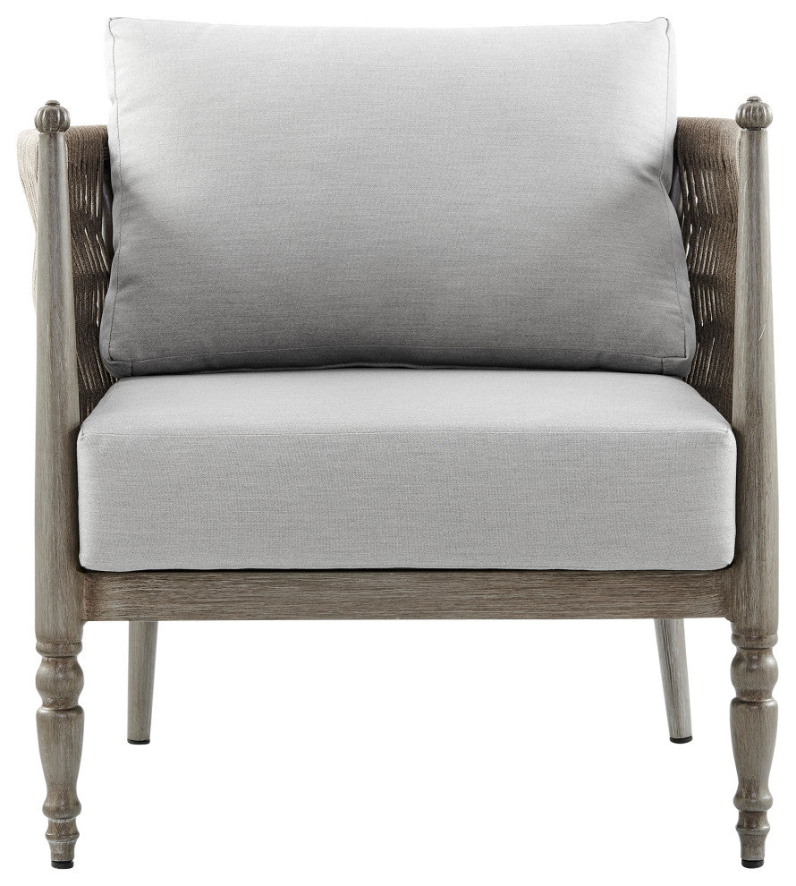 Safari 4-Piece Outdoor Aluminum and Rope Seating Set With Beige Cushions