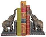 Triumphant Elephants Iron Bookend Set