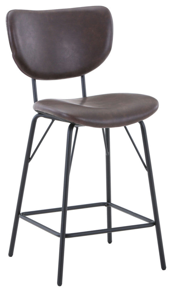 Owen Faux Leather Split-Back Counter Height Barstool (Set of 2) - Dark Brown