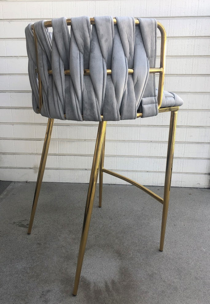 Milano Counter Chair, Gray With Gold Legs