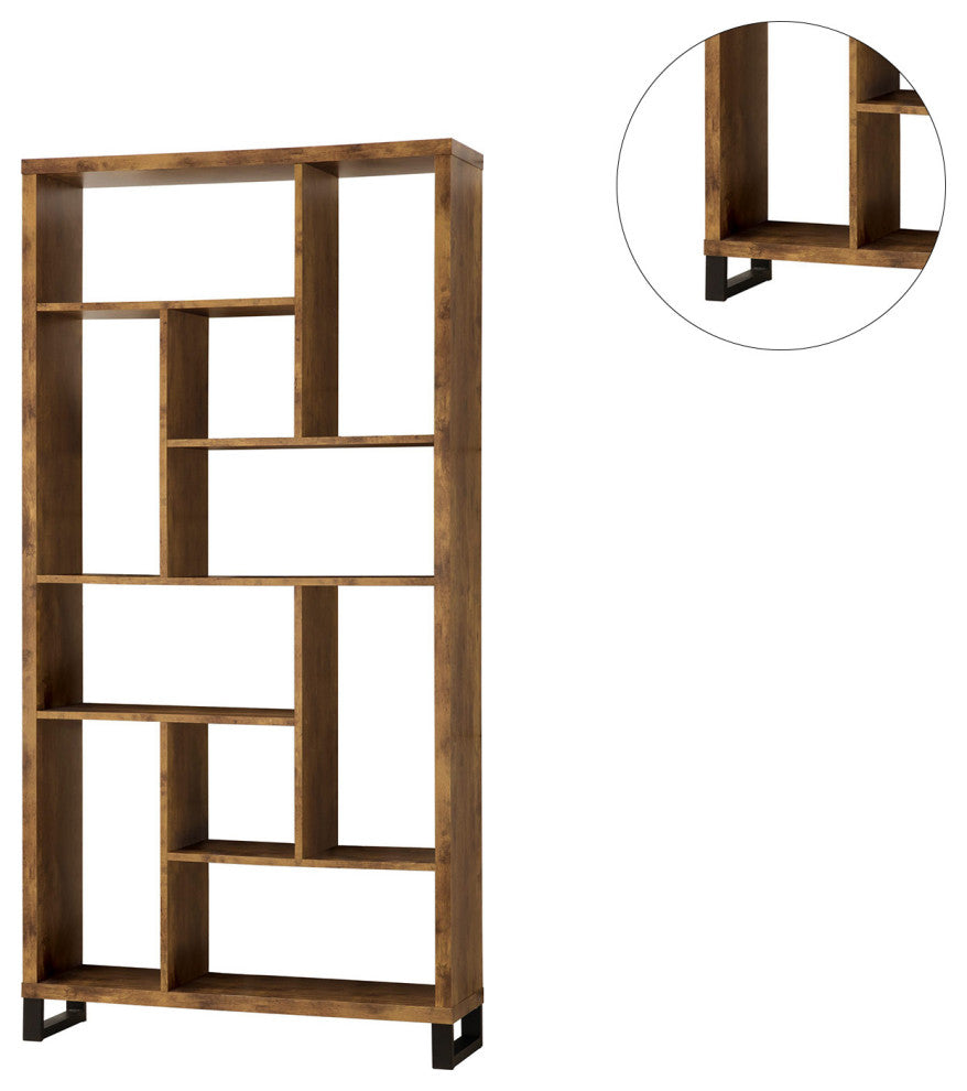 Industrial Rustic Antique Nutmeg Open Bookcase