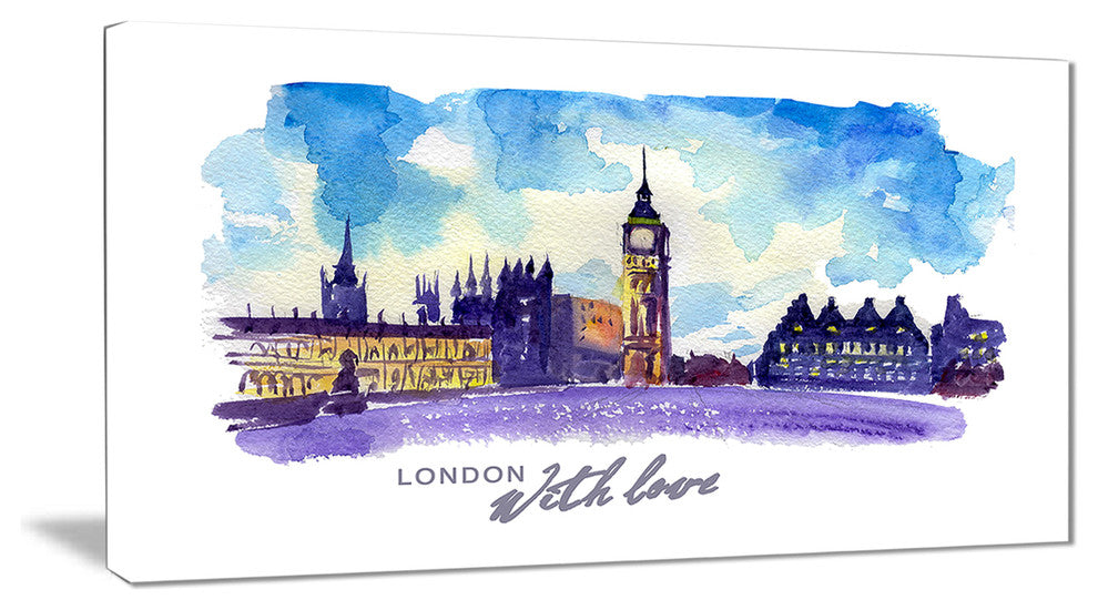 "London Purple Illustration" Canvas Print