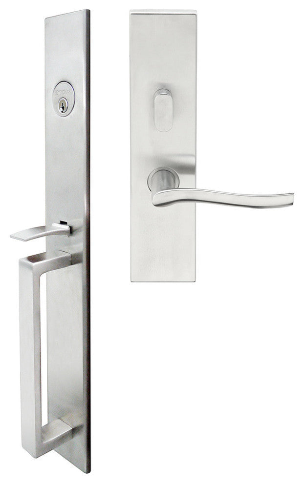 Waterfall Lever, Mortise Entry Handleset, RHR, Satin Stainless Steel