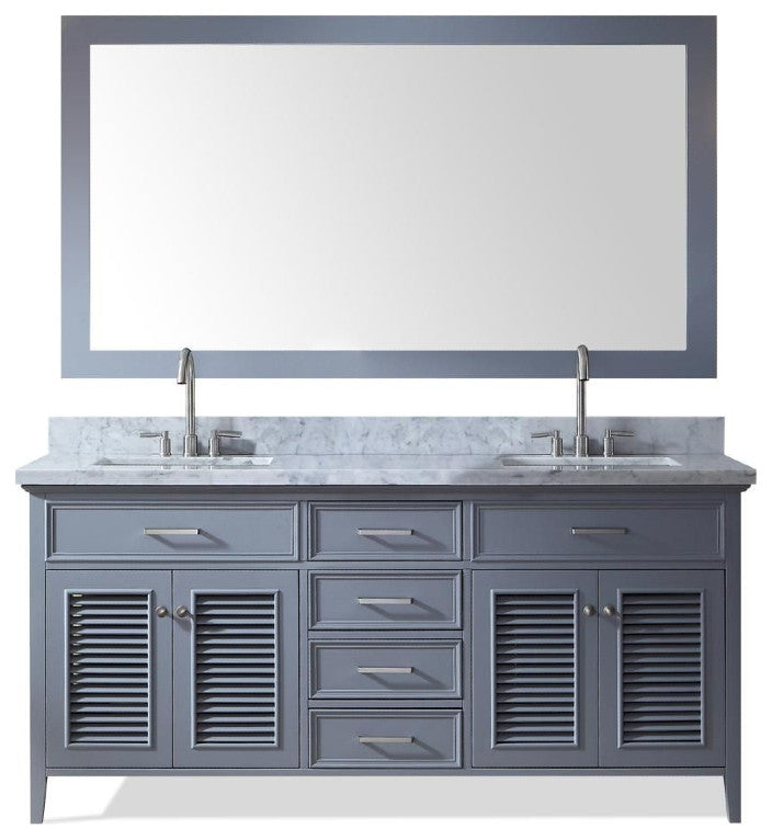 Ariel Kensington 73" Traditional Double Sink Vanity Set II, Gray