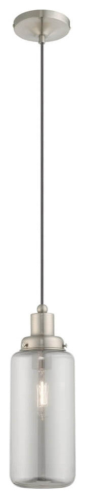 Livex Art Glass 1 Light 5" Pendant Brushed Nickel