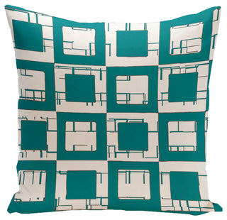Geometric Decorative Pillow, Lake Blue, 18"x18"