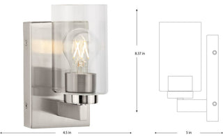 Goodwin 1-Lt Brushed Nickel Modern Vanity Light With Clear Glass