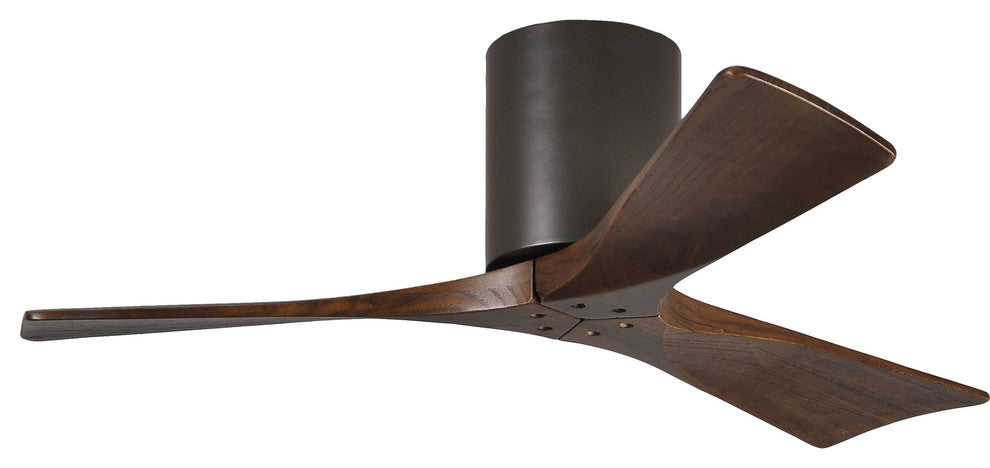 Irene-3 42" Hugger Ceiling Fan, Textured Bronze With Walnut Blades