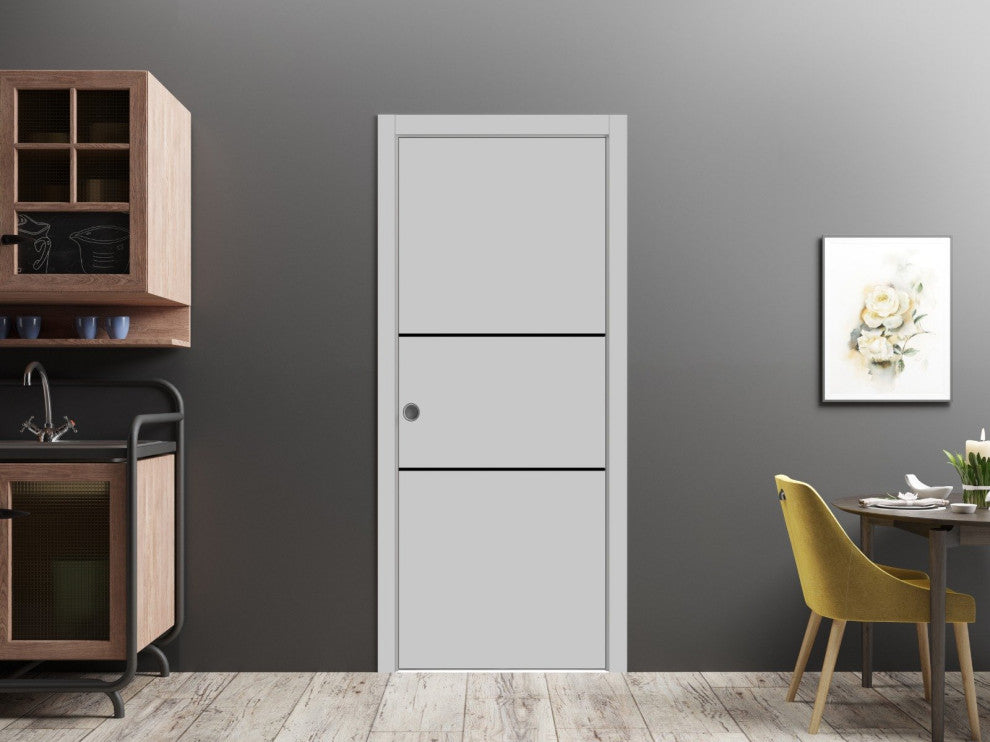 Slab Barn Door Panel 30 x 84 | Planum 0014 Grey Ash with  | Sturdy Finished