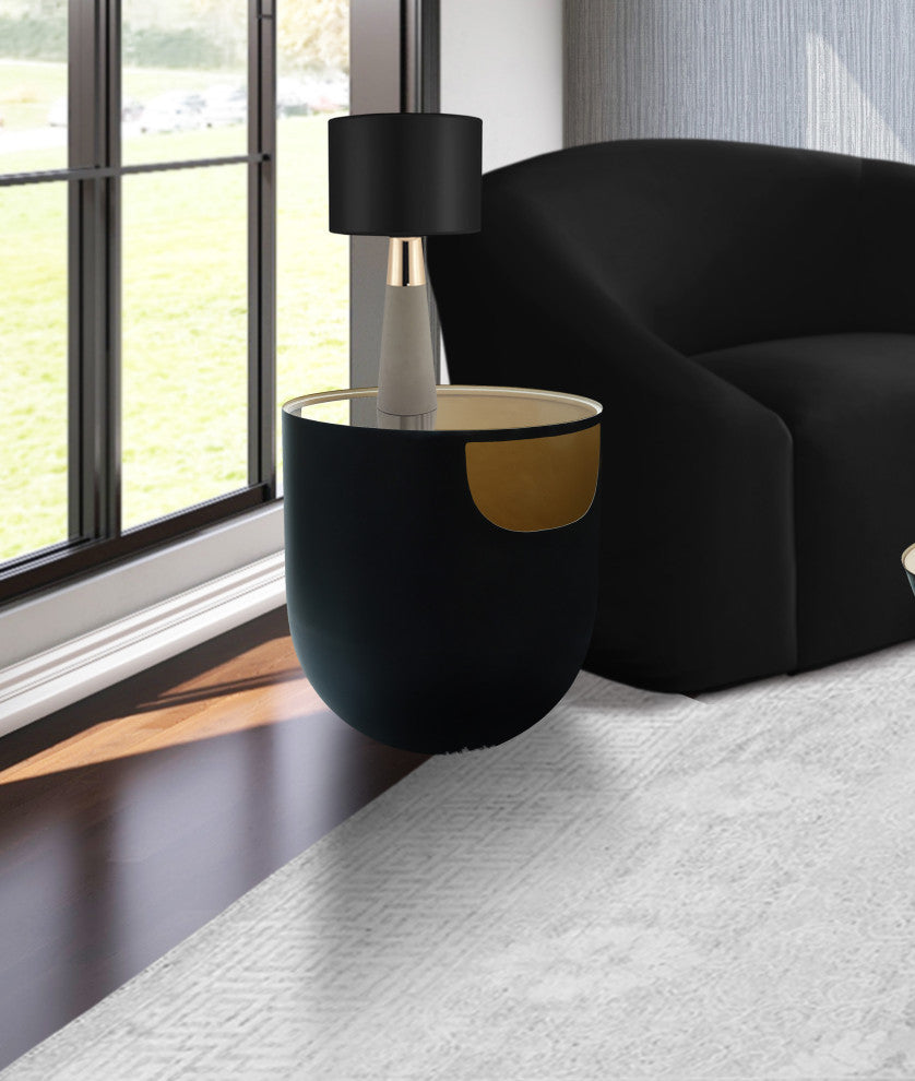 Doma End Table, Matte Black / Brushed Gold