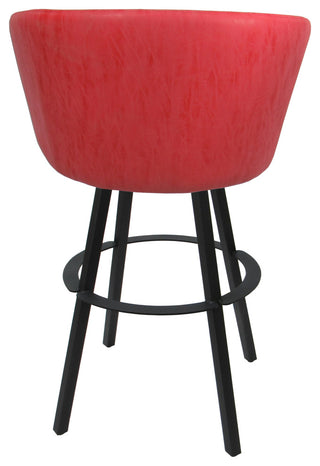 Swivel Metal Bar Stool Joey on Warren Base, Ruby Vinyl Gray, 34"