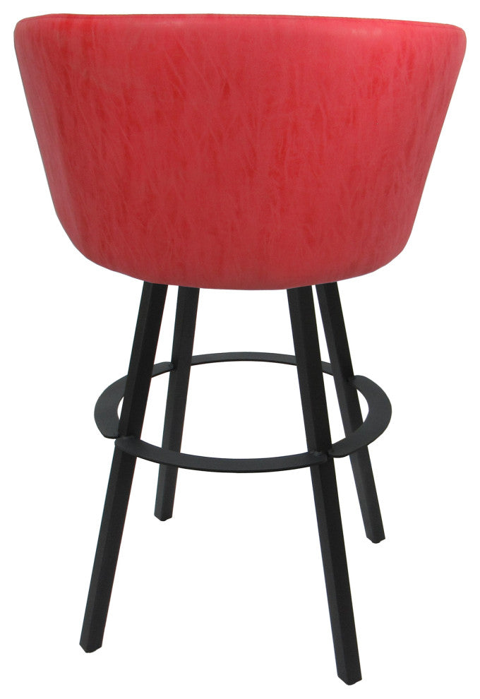 Swivel Metal Bar Stool Joey on Warren Base, Ruby Vinyl Gray, 34"