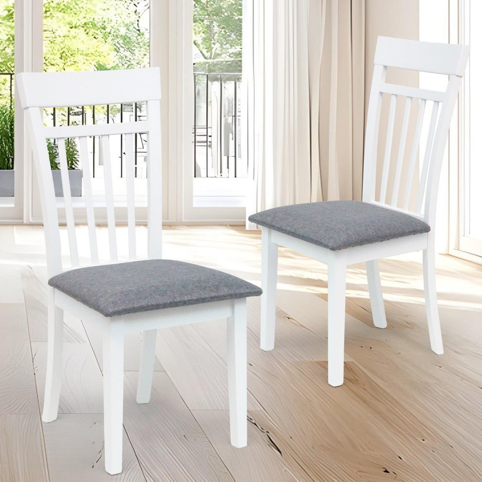 Set of 2 Classic Style Solid Wood Warm Dining Chairs, White/Gray