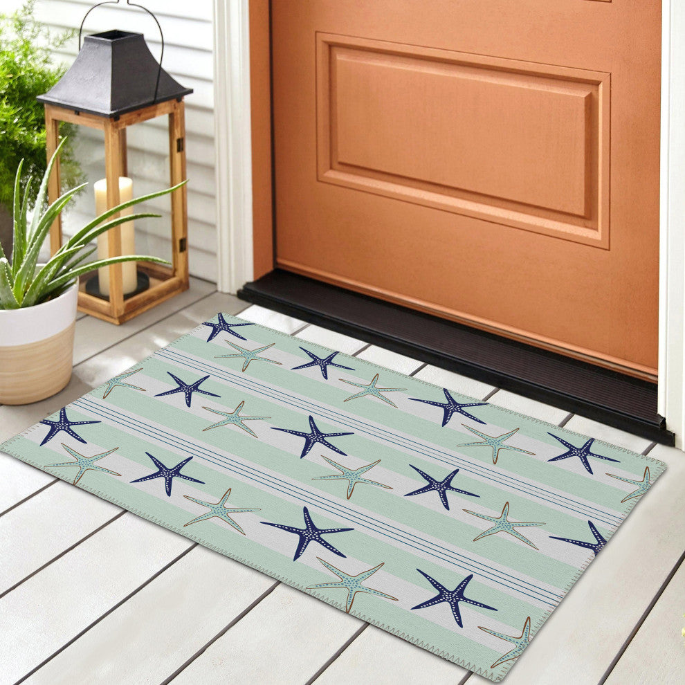 Indoor/Outdoor Seabreeze SZ12 Mist Machine Washable 1'8" x 2'6" Rug