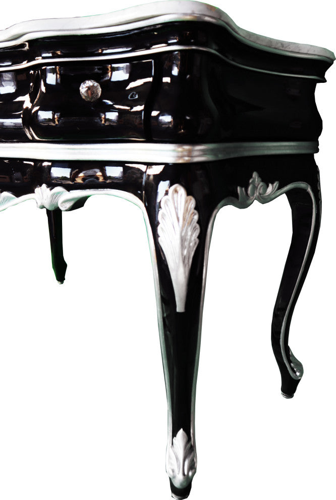 Handmade 48'' Single Bath Vanity, Italian Marble Top, Solid Wood, Mirror, Black