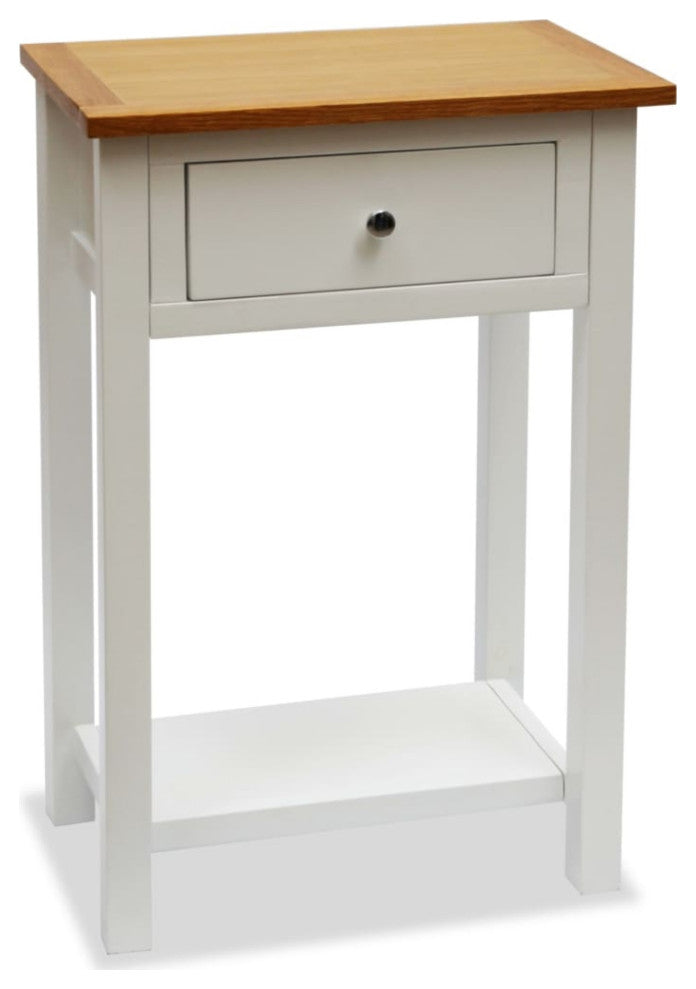 Vidaxl End Table 19.7"x12.6"x29.5" Solid Oak Wood Set of 2