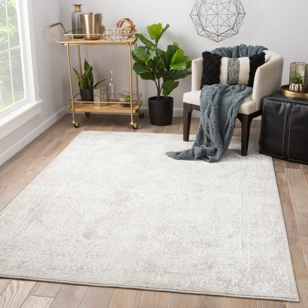 Jaipur Living Lianna Abstract Silver/ White Area Rug 3'11"X5'11"